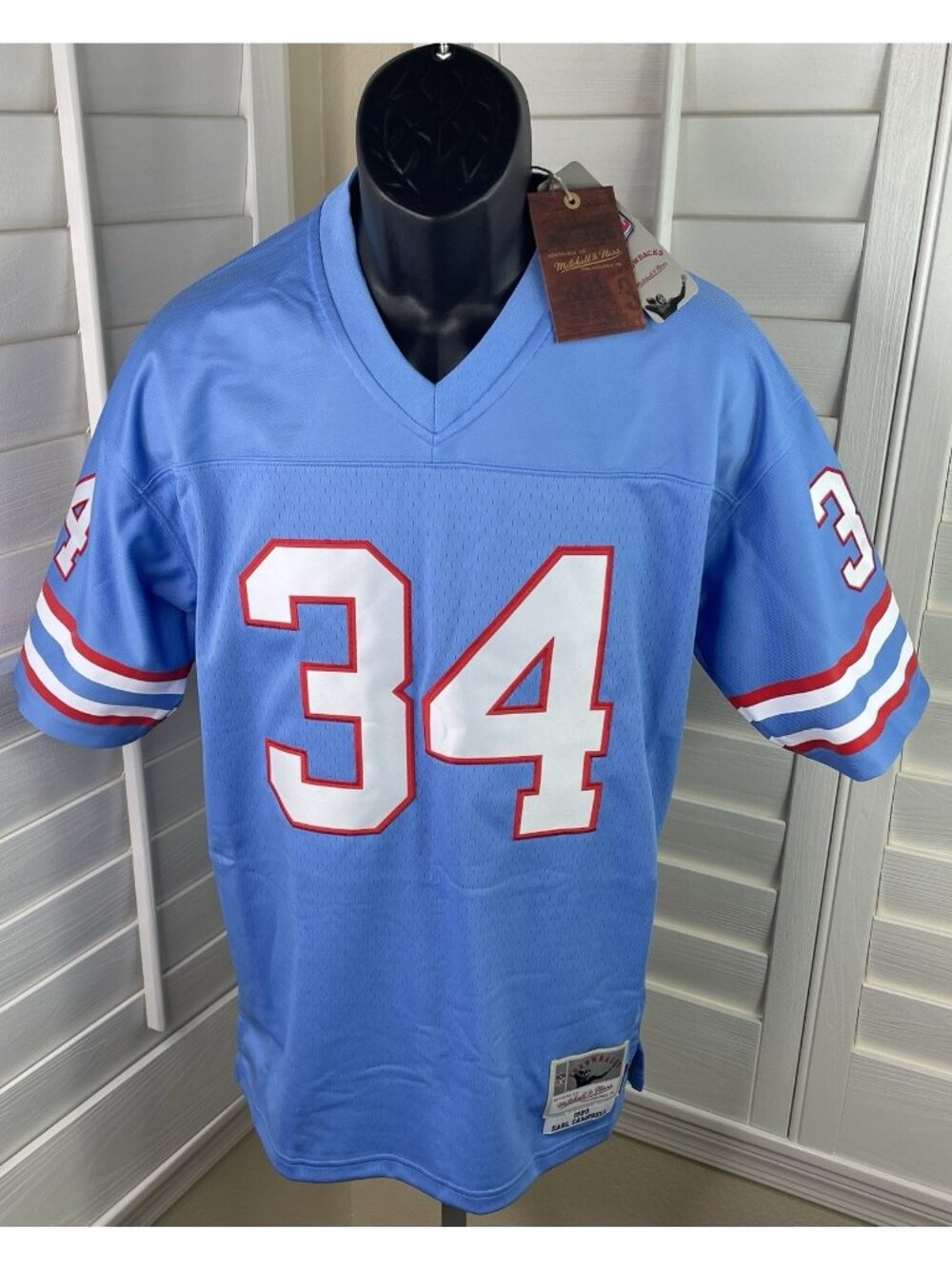 Mitchell & Ness NFL Houston Oilers Earl Campbell #34 Stitched Jersey - Youth XL